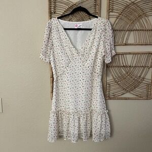 Luv Betsey Johnson Lulu Mini Dress Cottagecore Ditsy Floral‎ Y2K Boho M NWT B8